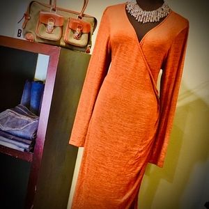 Long deep v-neck knit Bodycon dress